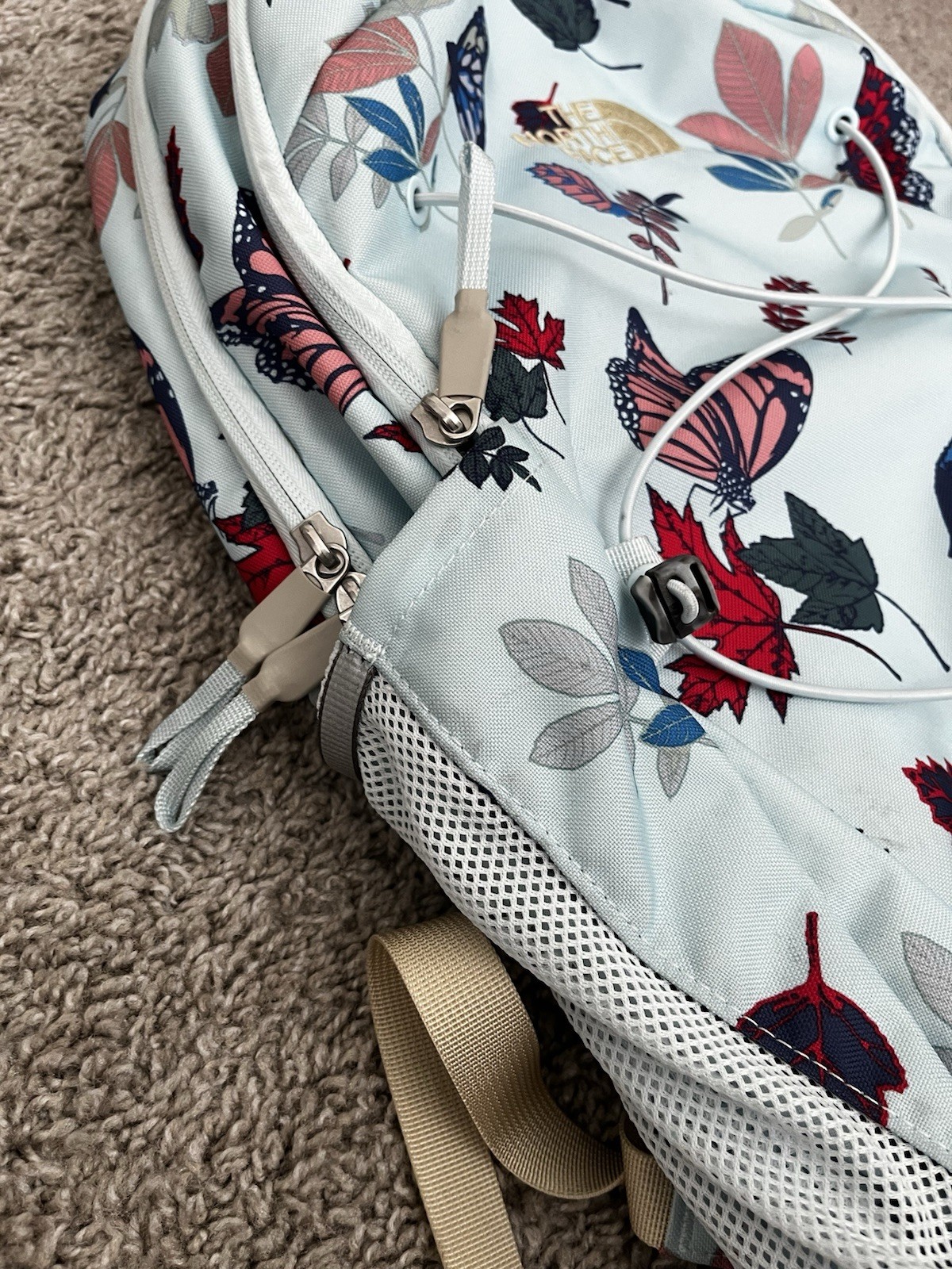 The North Face Jester Backpack Blue Butterfly Leaf Print FlexVent Bag