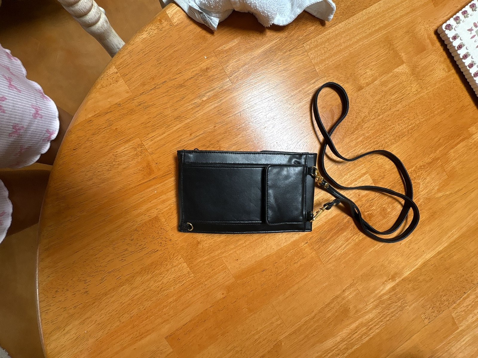 Bruno Lorelli Black Faux Leather Cell Phone Crossbody Purse
