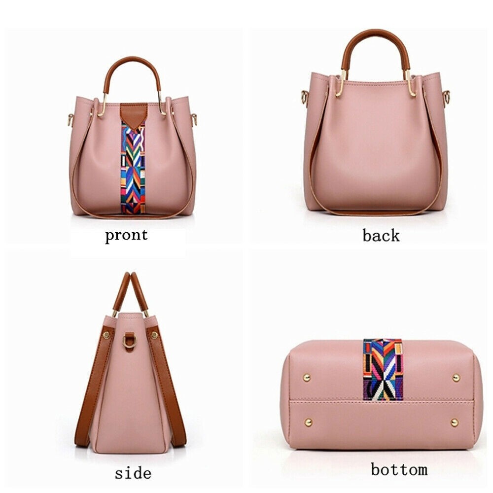 4pcs Set Women Elegant PU Leather Handbag Hoo Satchel Purse Tote Shoulder Bags