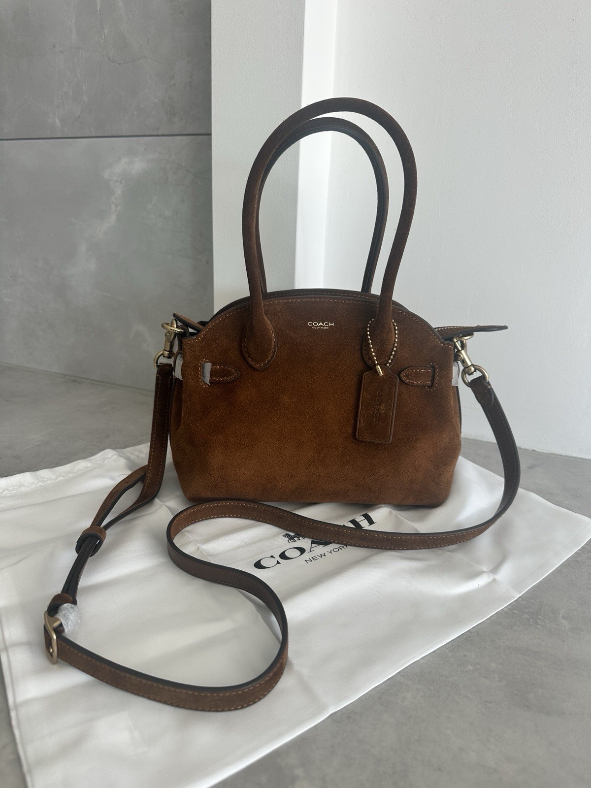 Coach Suede Soft Empire 21 Handle Satchel Bag