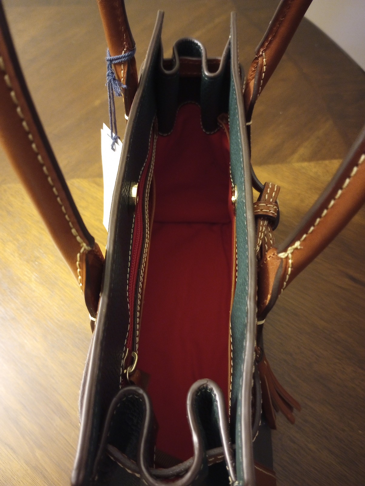 Dooney Bourke ARIEL Pebble Embossed Leather Hunter & Brown Satchel W/Dust Bag NW