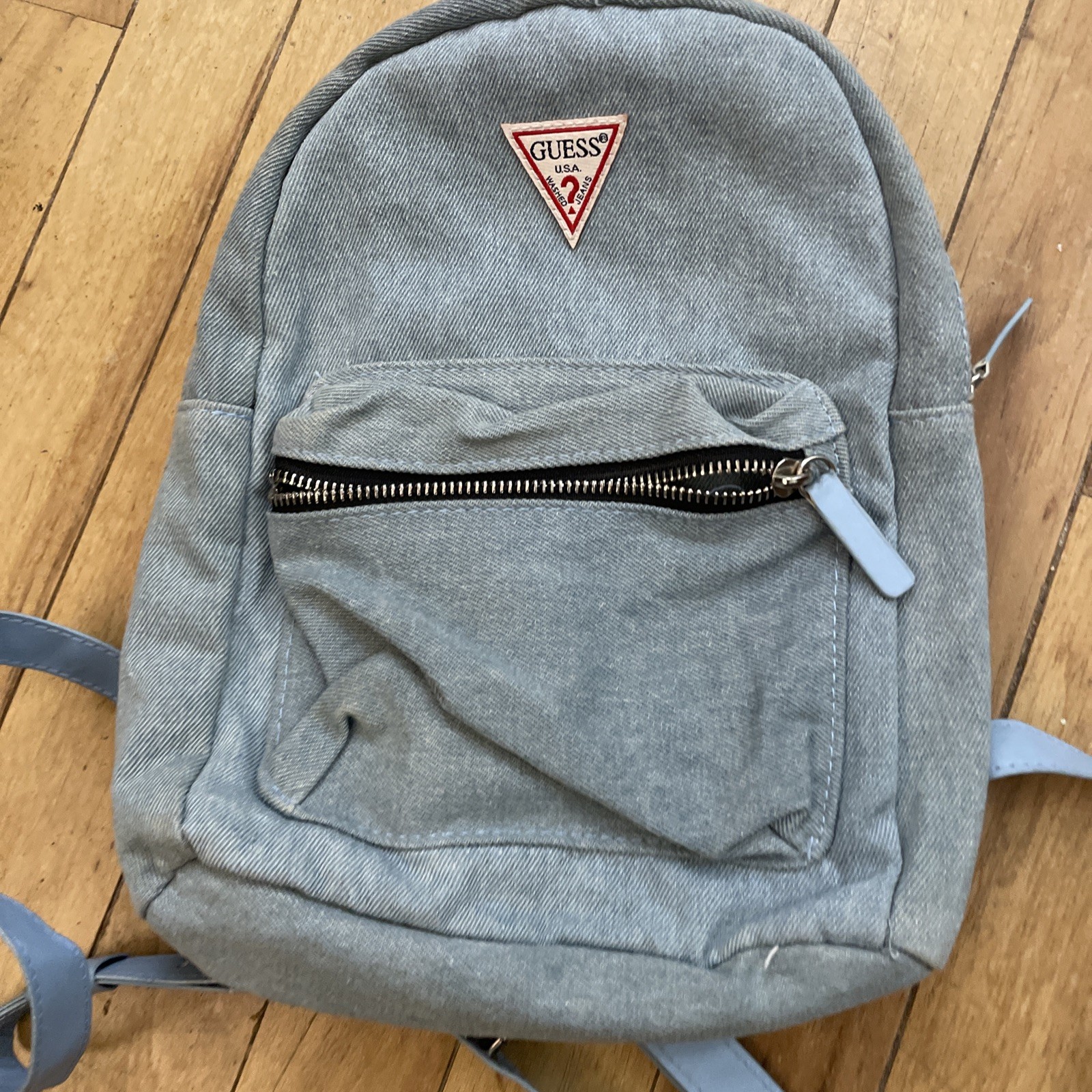 Guess Jeans Mini Backpack Denim Bag Logo Preppy Light Blue Logo 90s Y2k 2000s