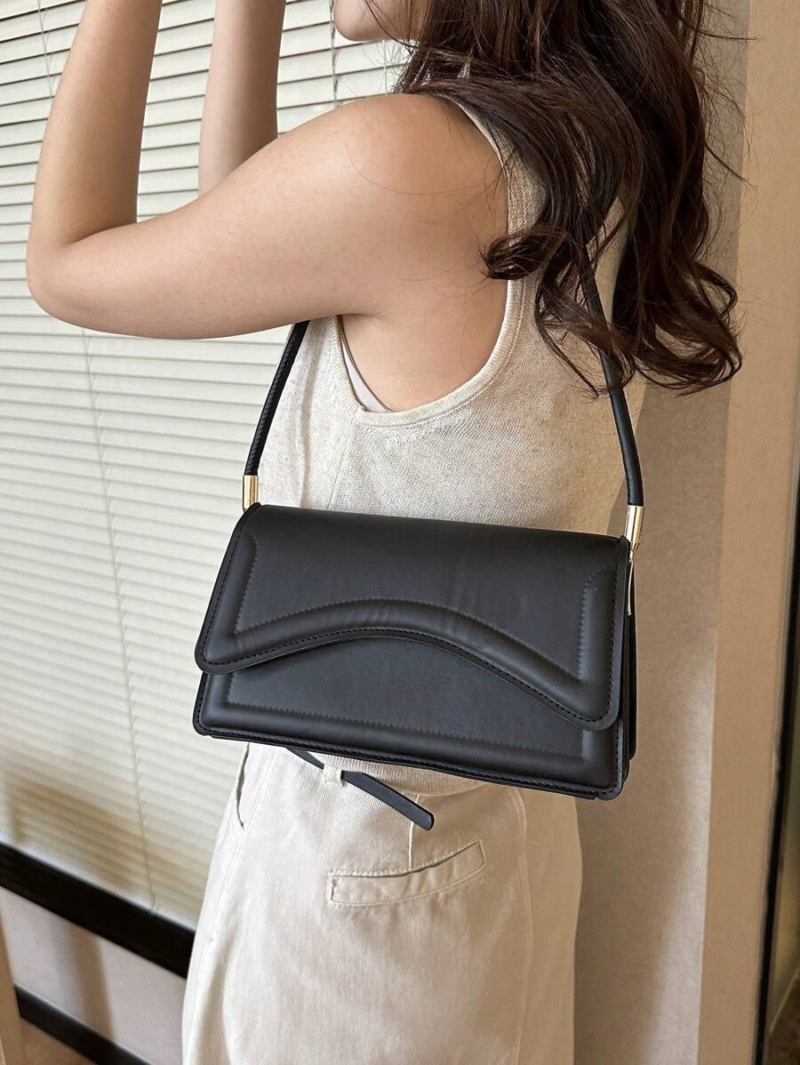 Vintage Asymmetrical Flap Shoulder Bag Women Elegant Old Money Square Tote