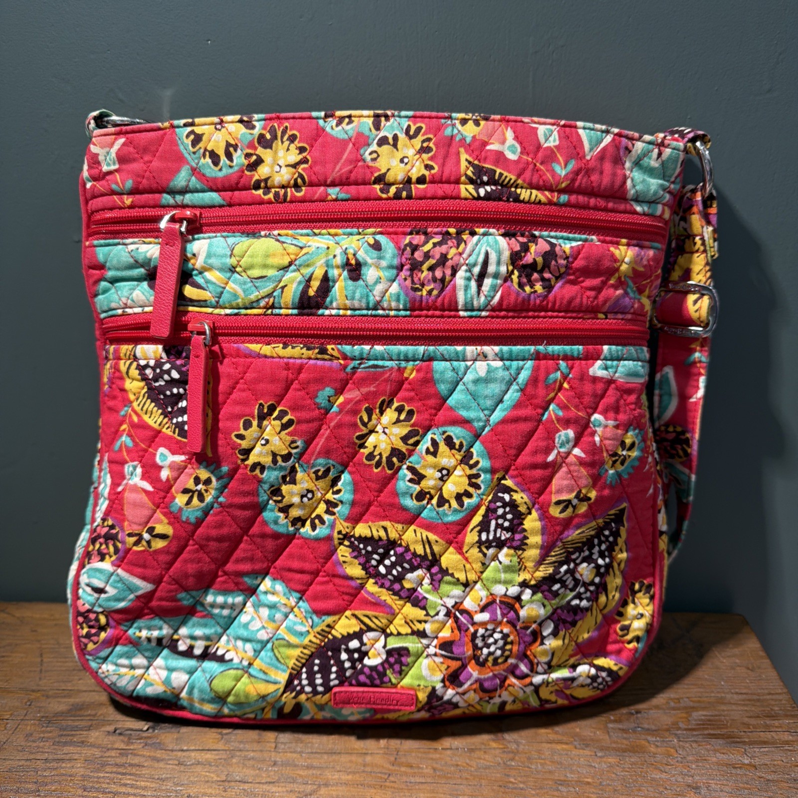 Vera Bradley Triple Zip Hipster Crossbody bag in the Retired Rumba pattern