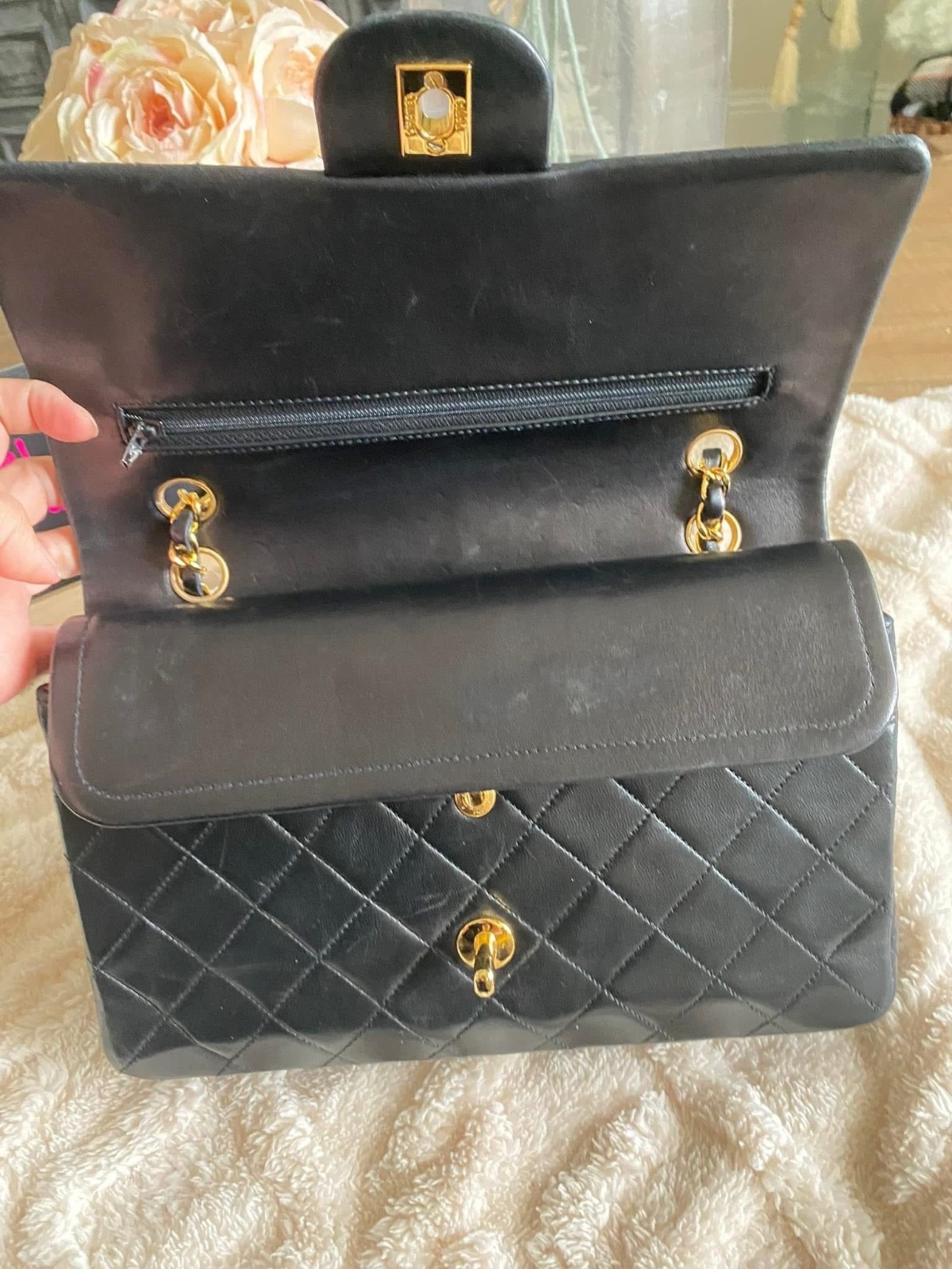 Chanel Vintage Classic Double Flap Bag Quilted Lambskin Medium