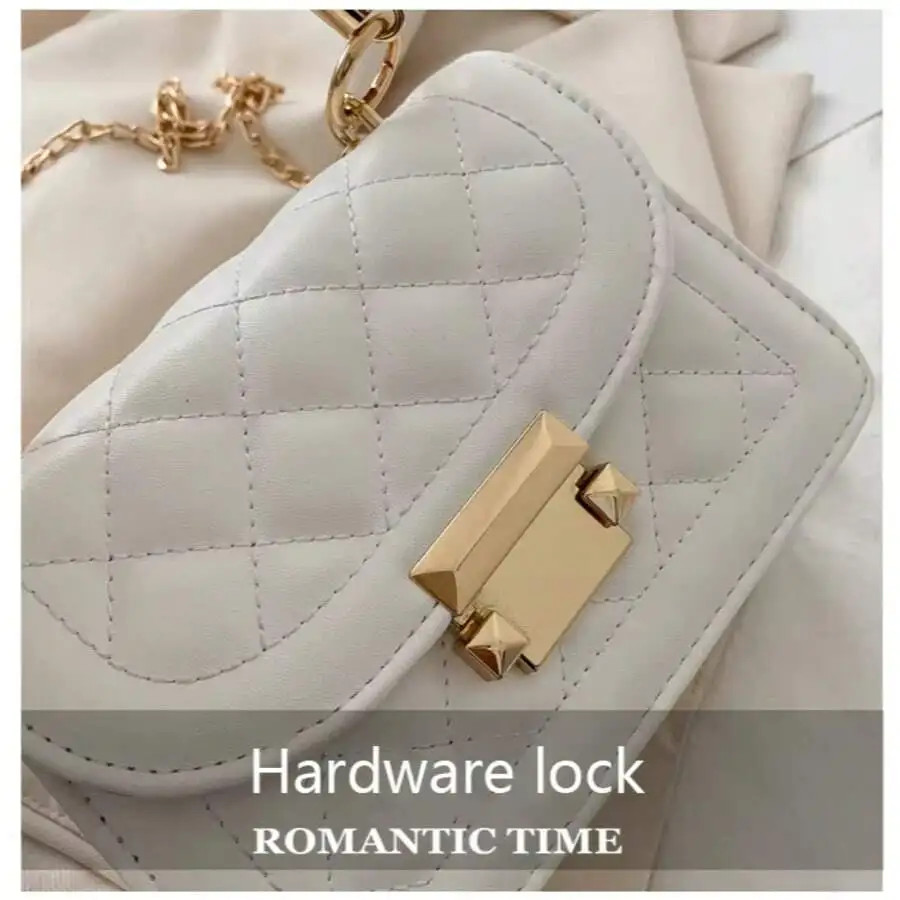 Women’s Quilted Chain Crossbody Bag Ruched Shoulder Purse Fashion Handbag