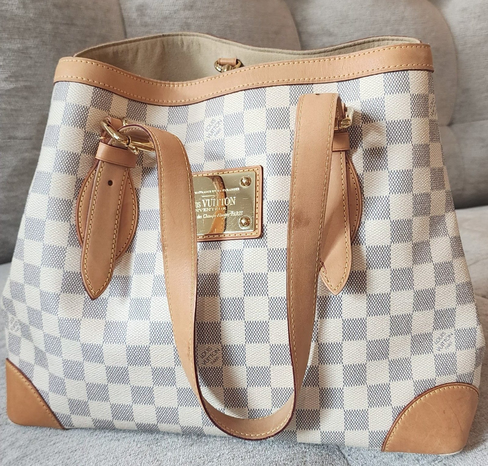 Louis Vuitton Hampstead MM Damier Azur Tote Bag