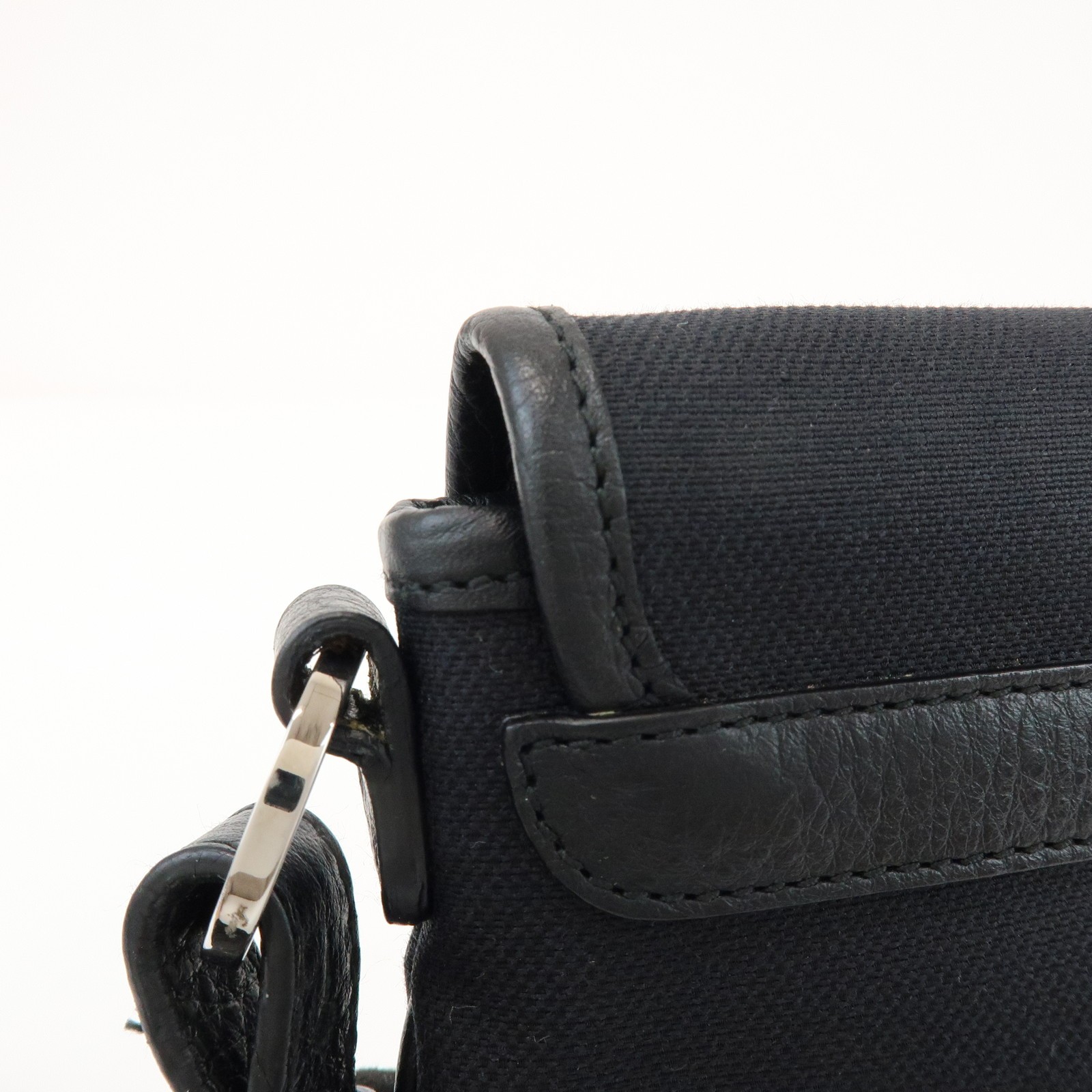 BVLGARI Canvas Leather Shoulder Bag Crossbody Bag Black Authentic Used F/S