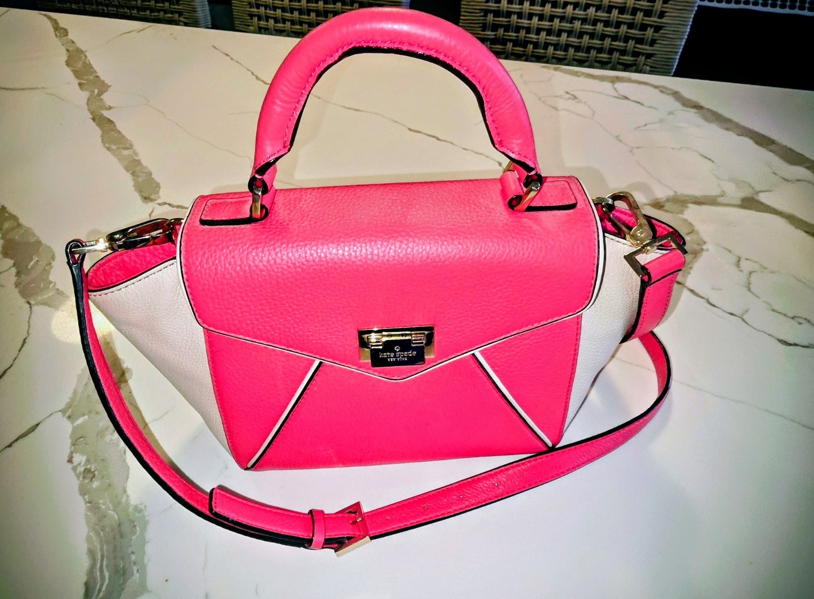 Kate Spade Laurel Westley Place Cross Body Top Handle Bag Purse Leather Pink…