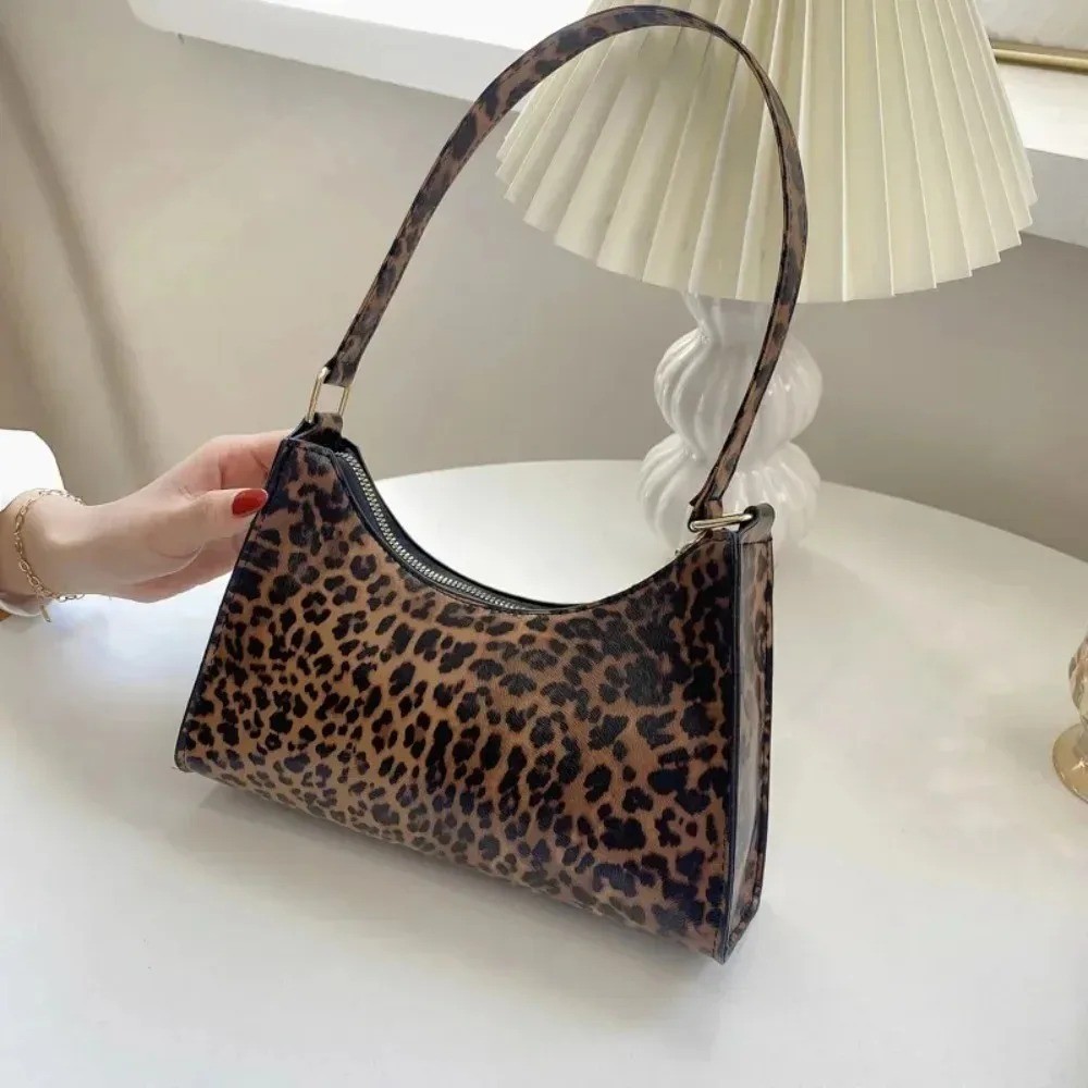 Women Zebra Leopard Shoulder Bag PU Leather Underarm Handbag Purse Fashion