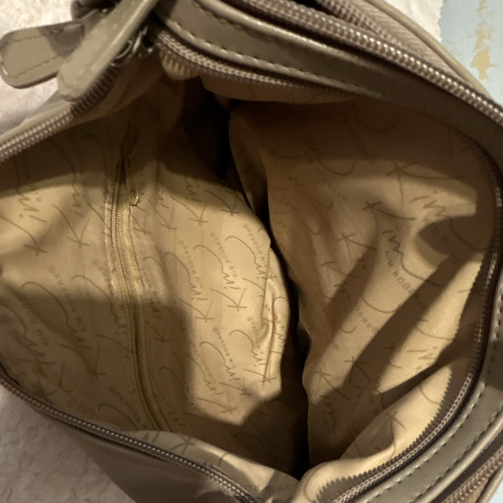 Kim Rogers Gray Logo Shoulder Bag Zip/Magnetic Snap Lined Pockets