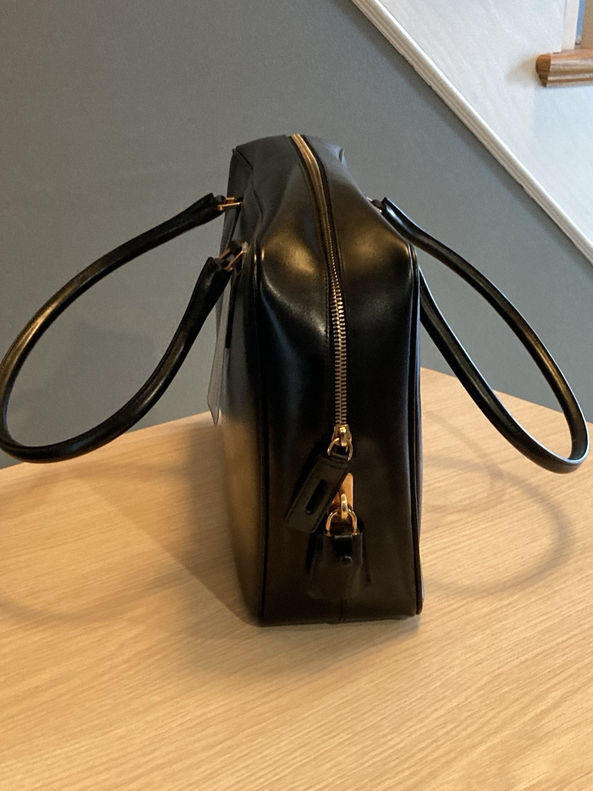 Prada Bauletto BL0094 Vitello Box Leather Bag Nero NWT Lock Key w/ Cards