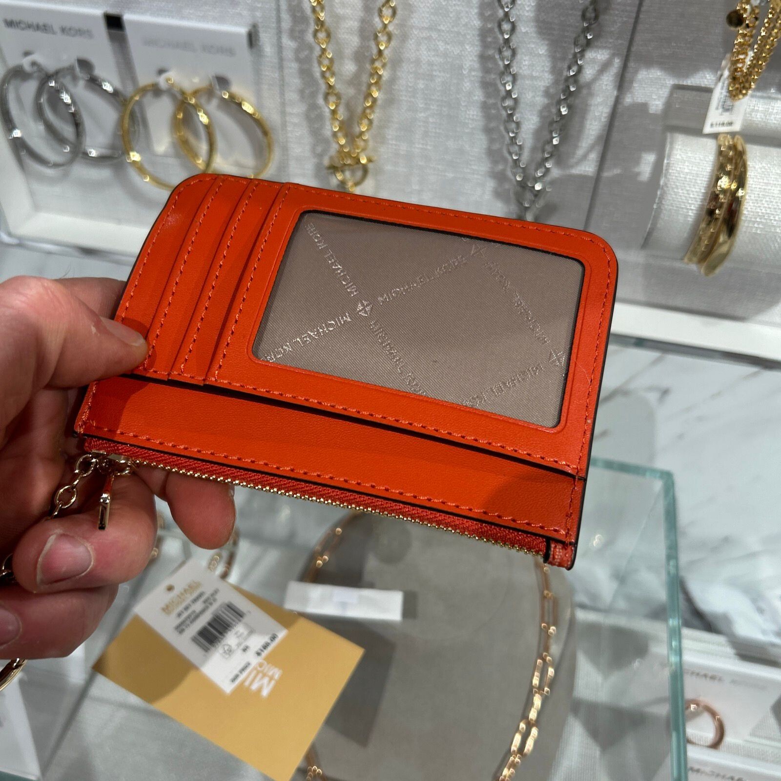 Michael Kors Medium Large Handbag Purse Crossbody Bag + Key Ring Wallet Red Clay