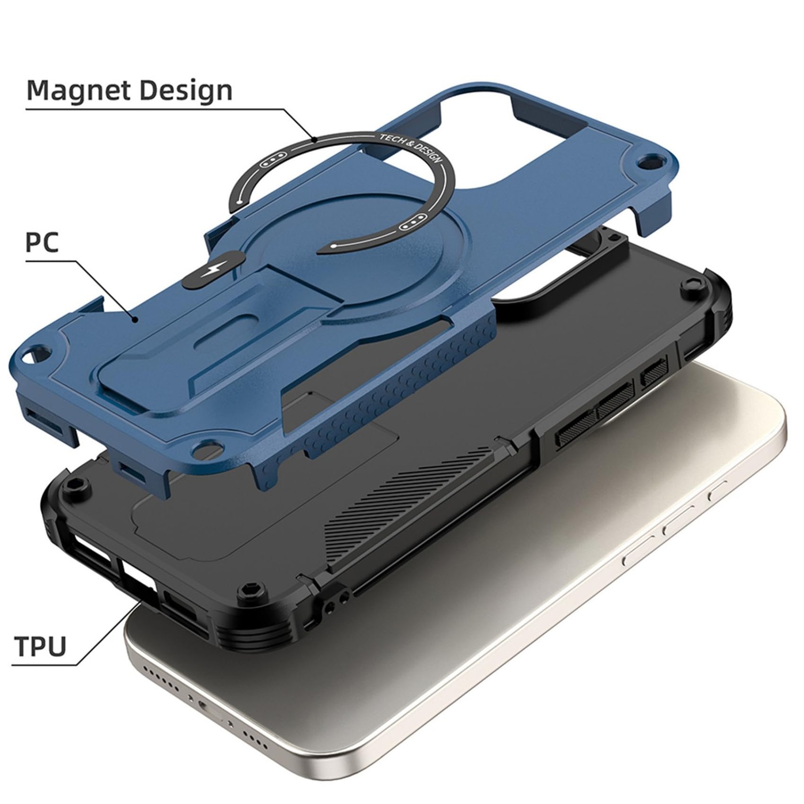 for Samsung Galaxy S25 Crossbody Case with Kickstand DJ Blue