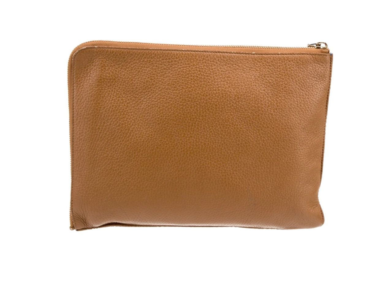 Smythson Honey Gold Leather Clutch