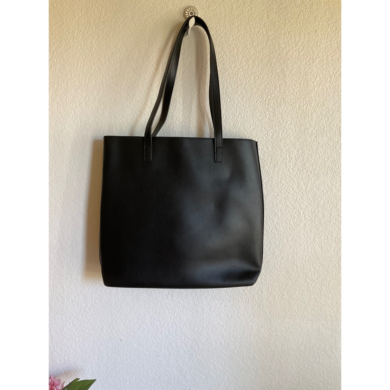 Harry Potter Hogwarts Crest Black Faux Leather Tote Bag Shoulder Bag Graphic