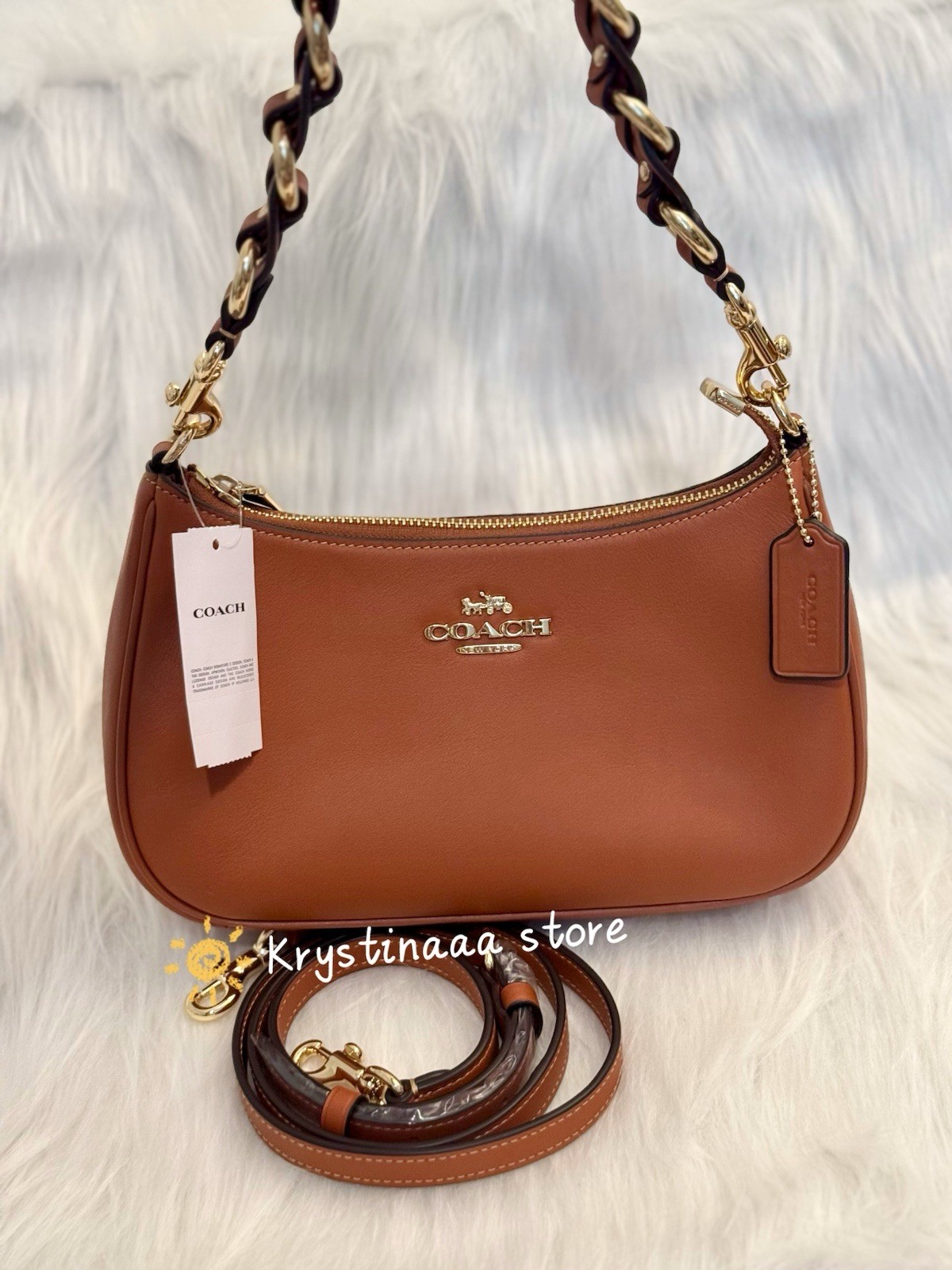 NWT COACH Teri Shoulder Bag Leather Amber Brown