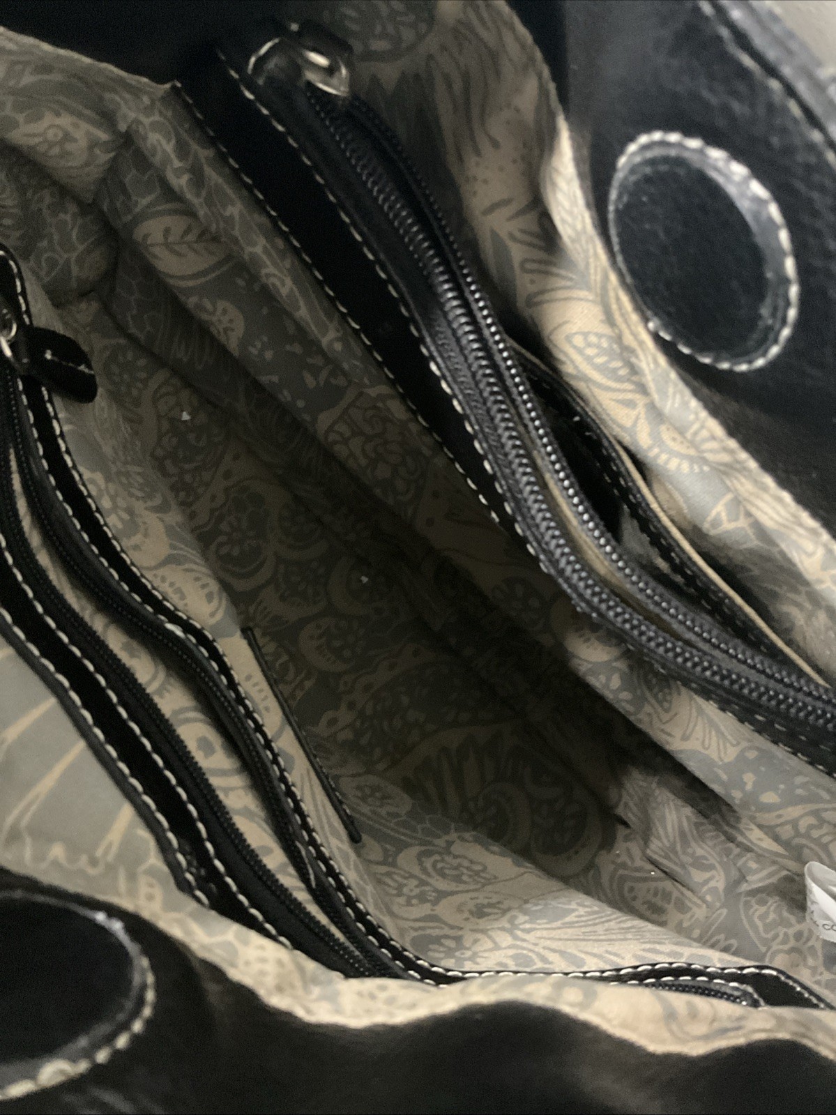 Tignanello Tote Style Black Leather Double Handle Purse Bag
