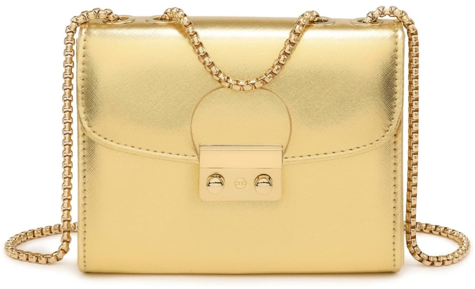 Dasein Gold Small Crossbody Purse Handbag Double Chain Strap NEW w/ Tags 5.5×6.9