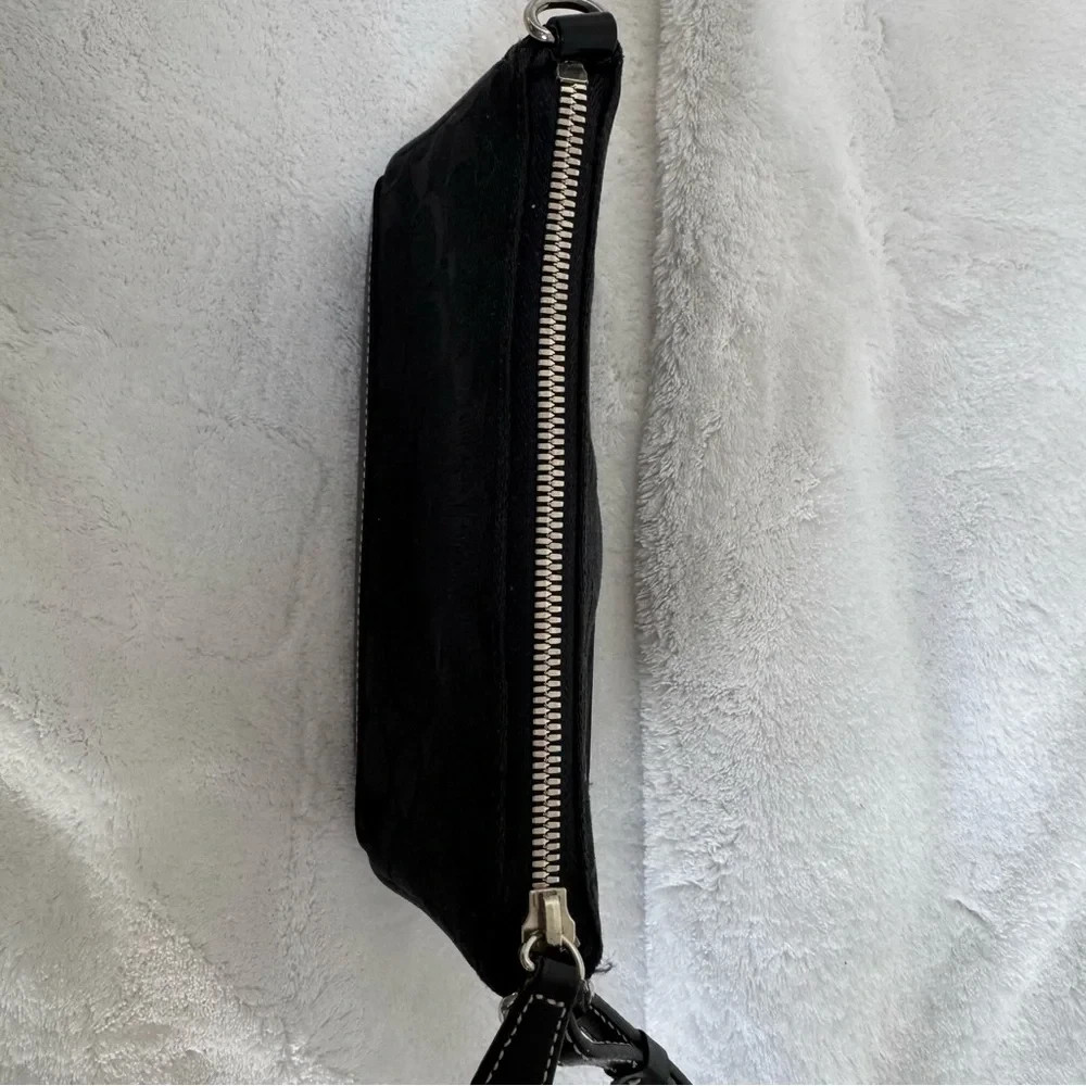 Coach 6094 Black Signature Demi Pouch Bag Canvas Leather Mini Shoulder Y2K