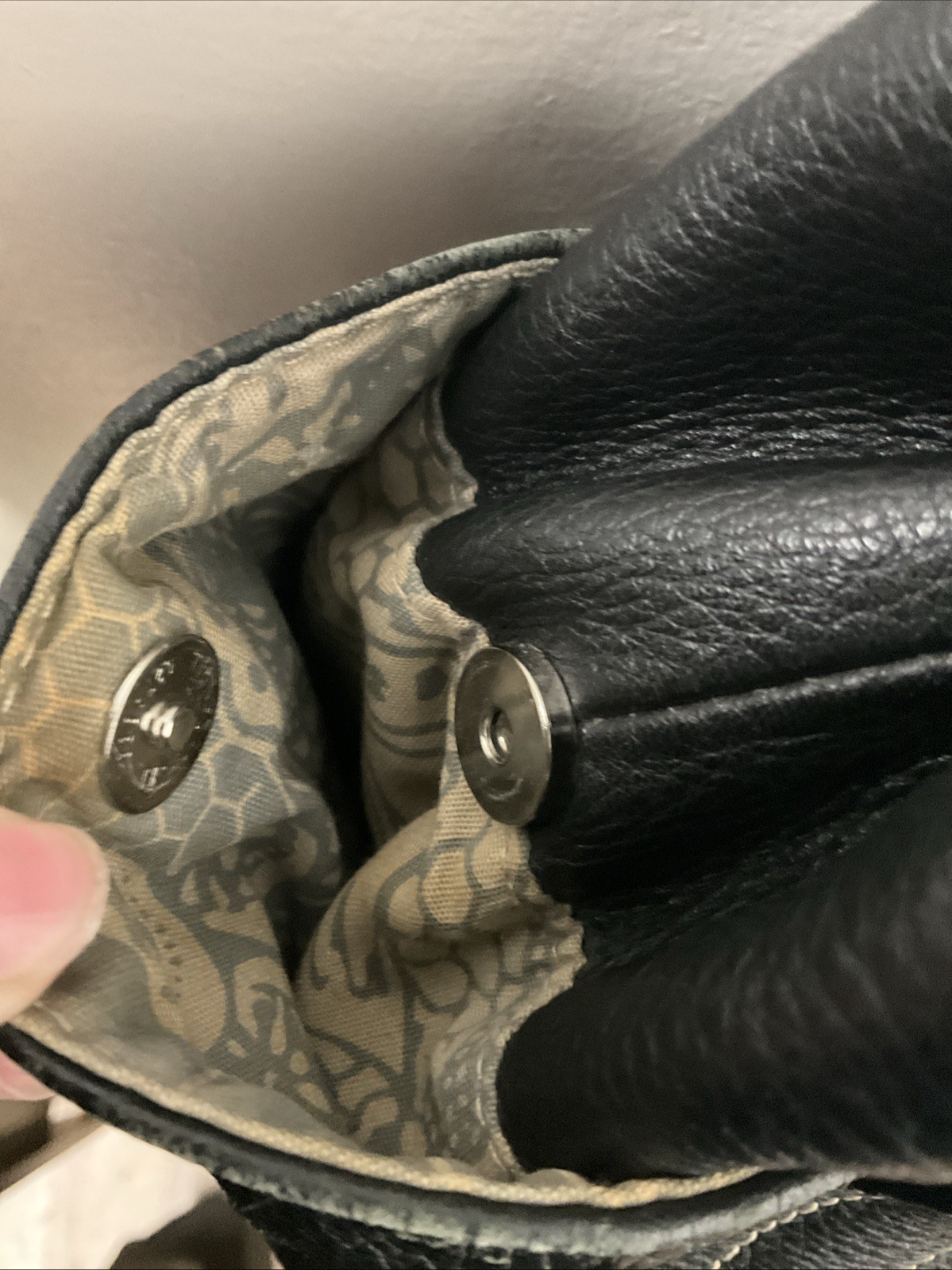 Tignanello Tote Style Black Leather Double Handle Purse Bag