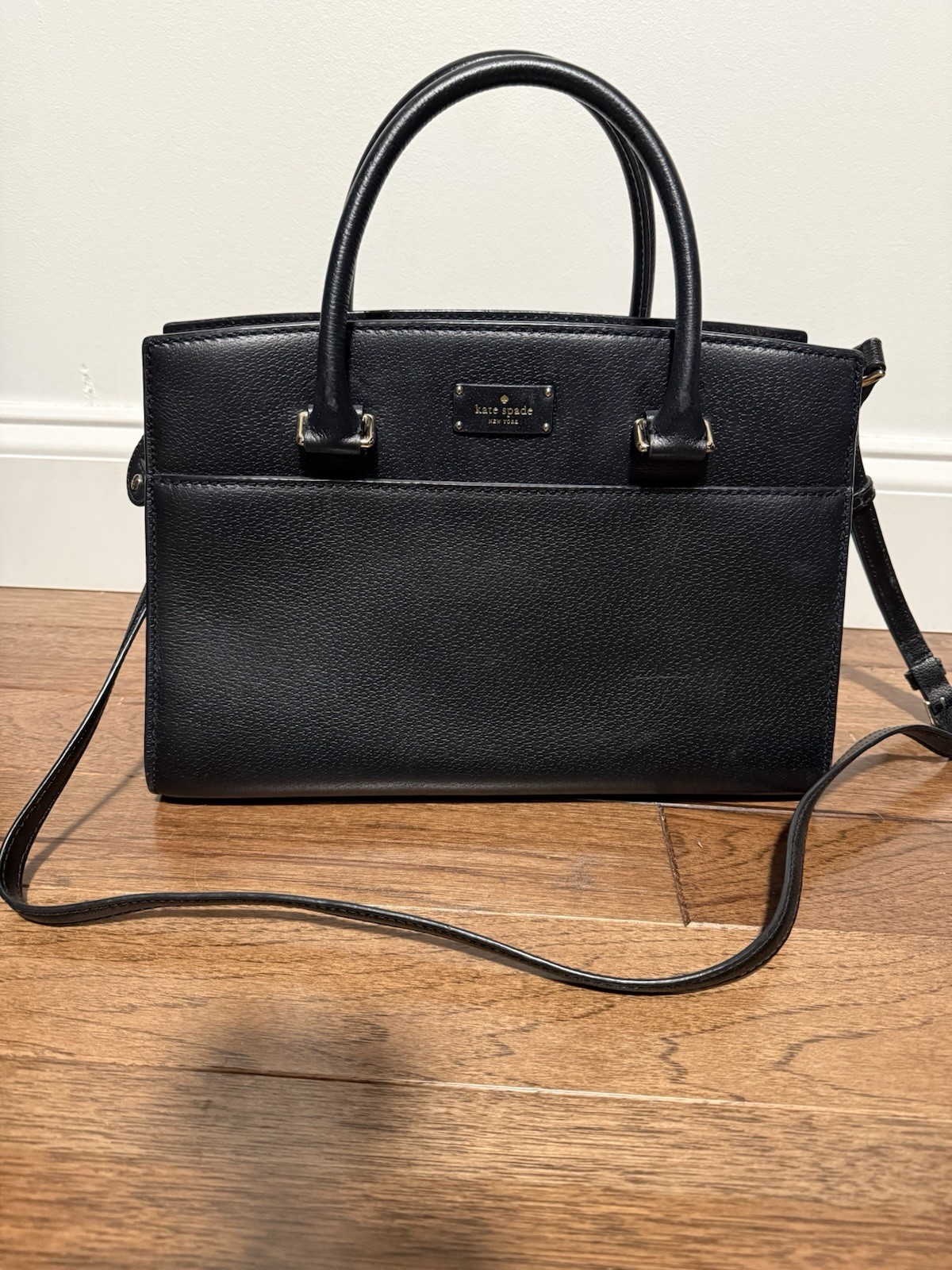 KATE SPADE Purse Black Leather Caley Grove Street Satchel Crossbody Zip Shoulder