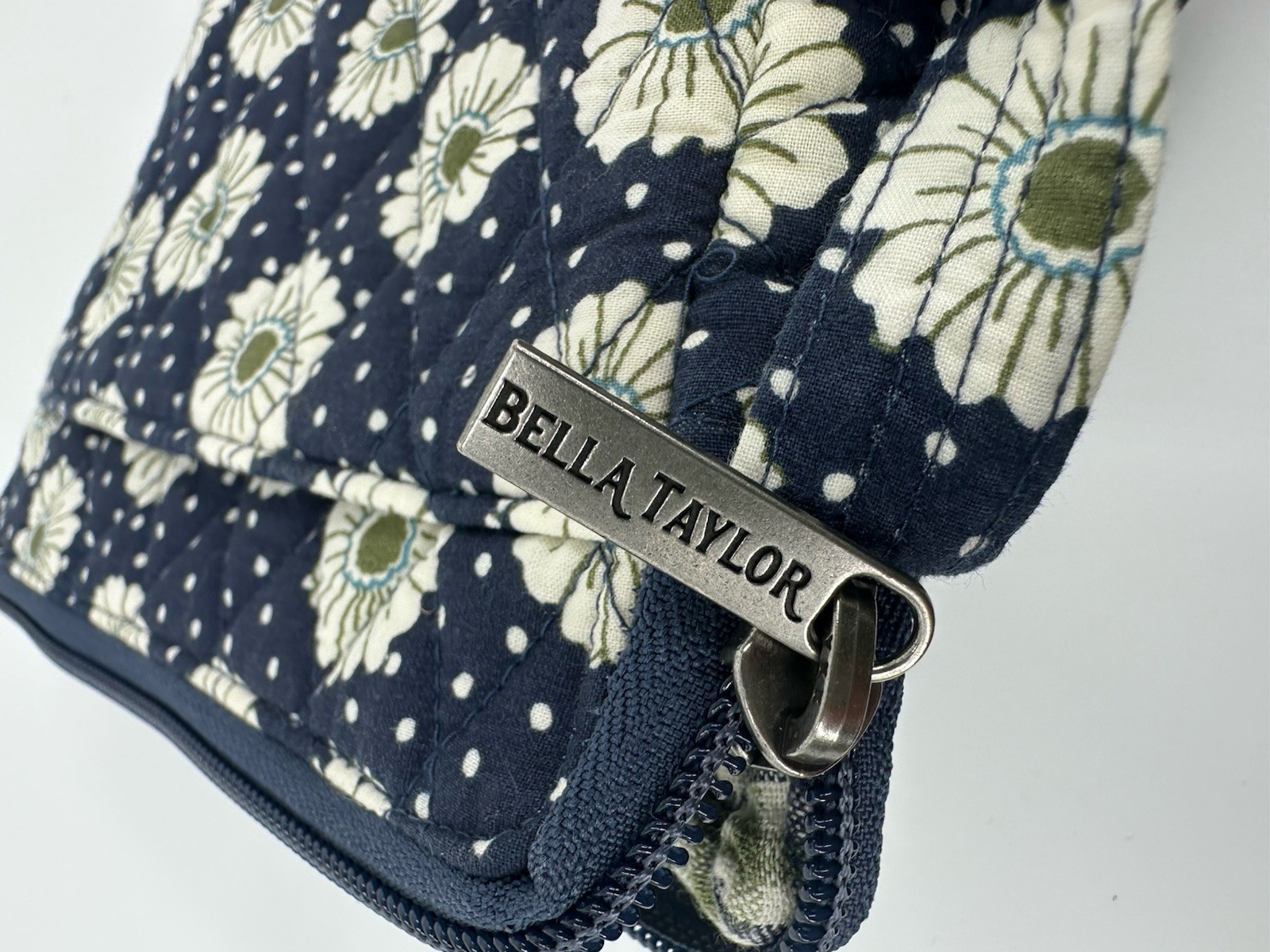 Bella Taylor Mini Crossbody Bag Purse Blue Daisy Cotton ID Card Adjustable Strap