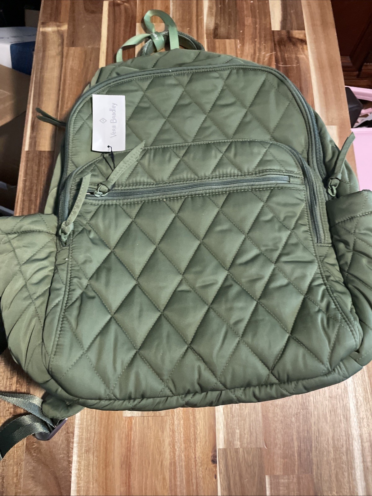 NWT VERA BRADLEY Bancroft Backpack, bronze green performance twill $160