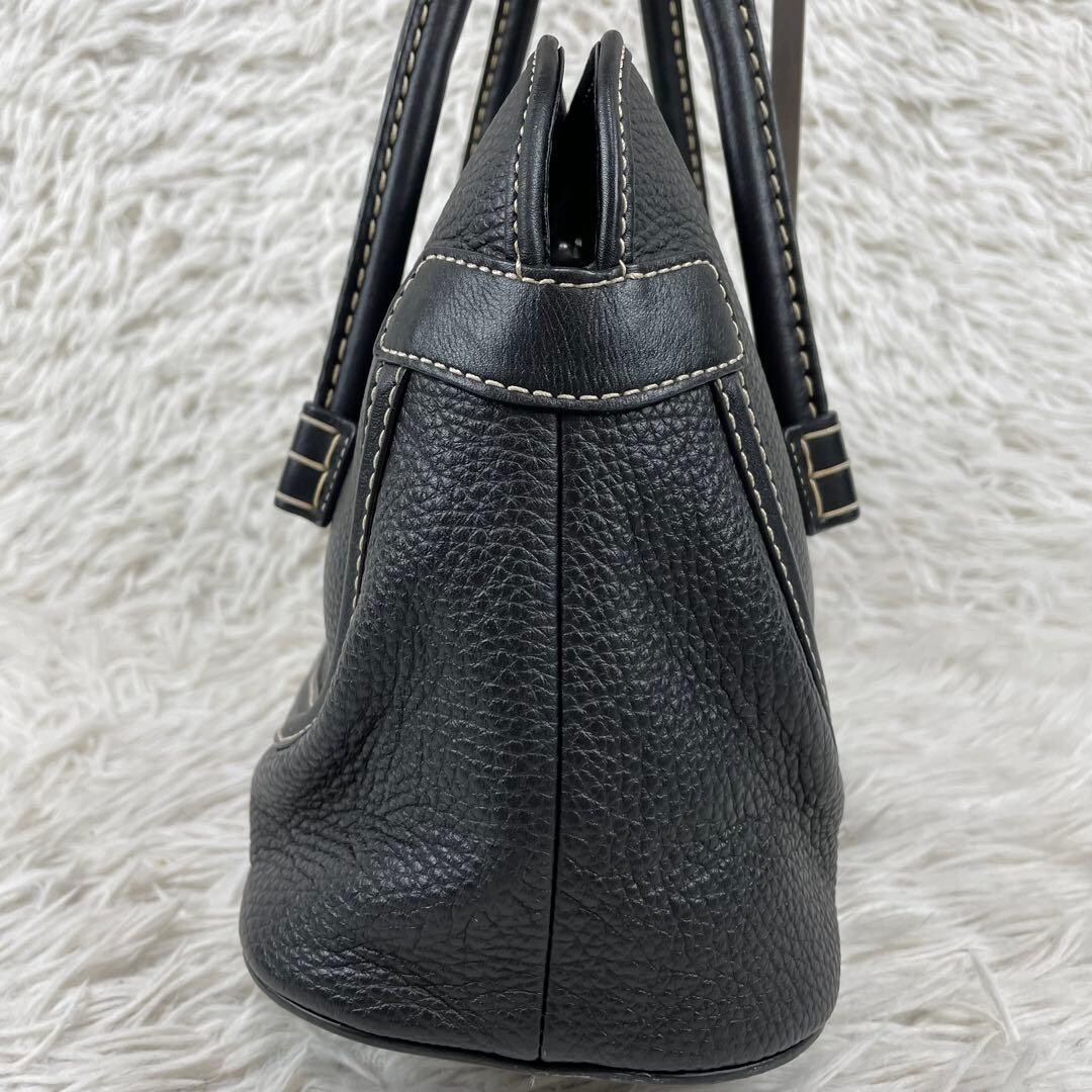 Tods Black Pebbled Leather D Bag Shoulder Tote Bag Italy Silver Hardware 38cm