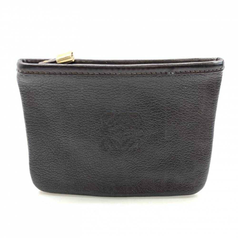 Loewe Anagram Pouch Black Leather Accessory Cosmetic Case Vintage W5.7xH4.3in