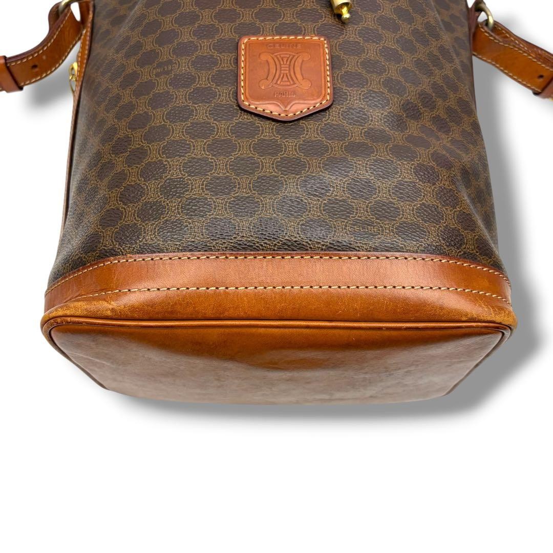 CELINE Macadam Noe PVC Drawstring Shoulder Bag Brown Vintage Authentic