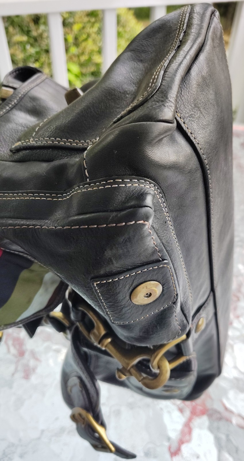 Coach MEDIUM 10330 65th Anniversary Mandy Vintage Black Leather Shoulder Bag
