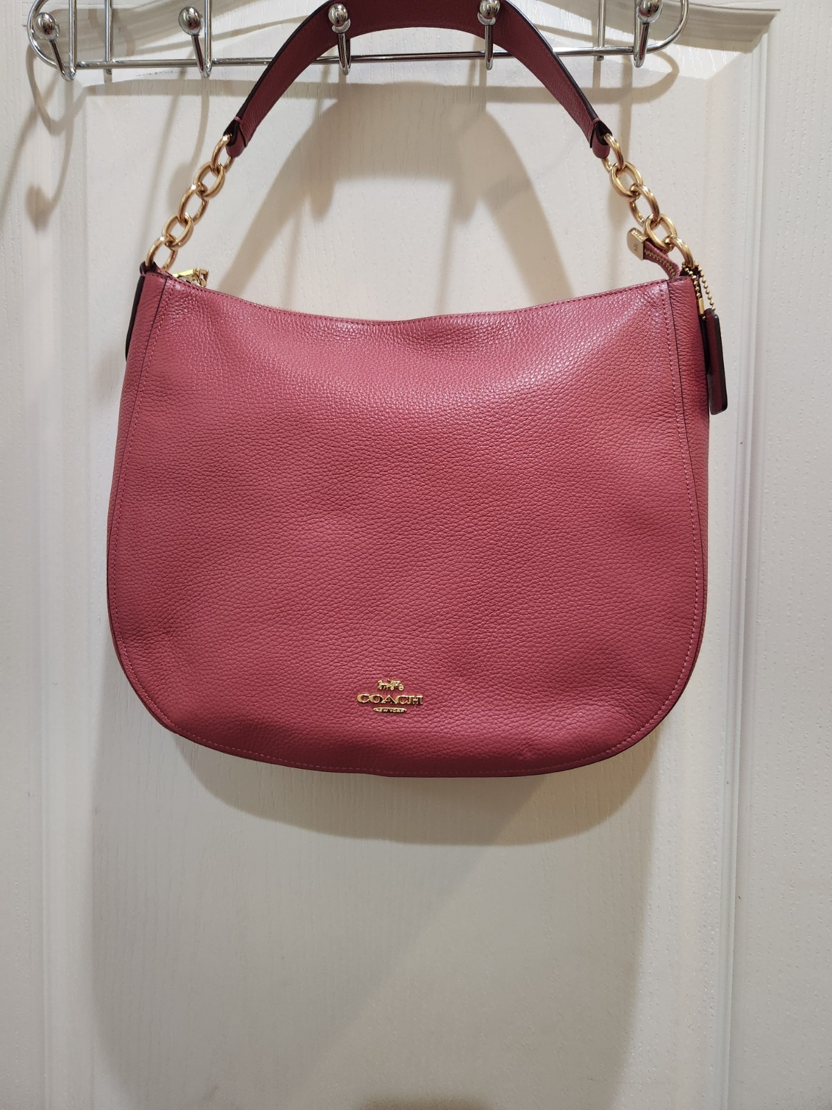 PRISTINE COACH ELLE PEBBLE LEATHER PINK SHOULDER/CROSS BODY HANDBAG