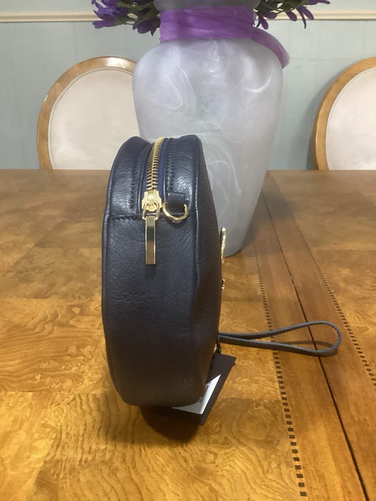 Argento Antico Dark Blue Fairy Round Leather Purse Awesome ***
