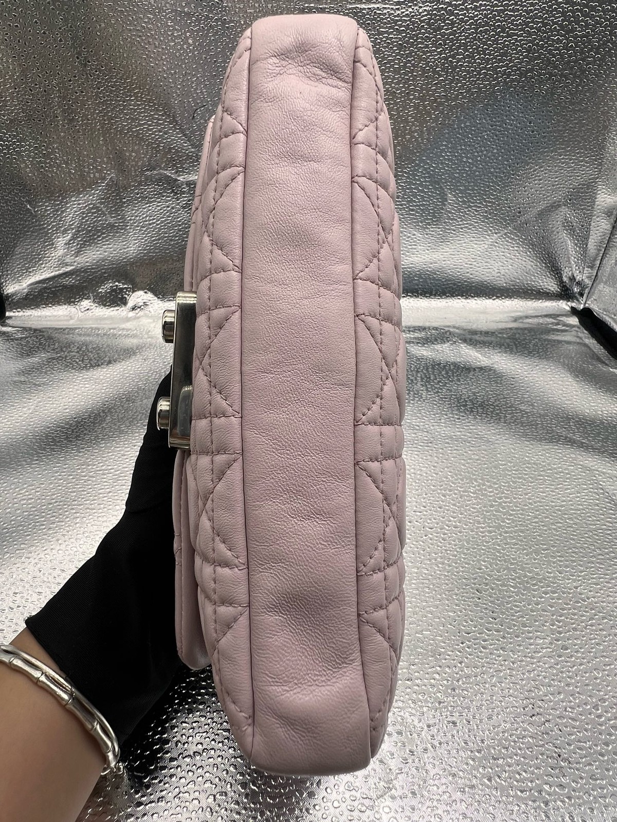 Dior Miss Dior Chain Shoulder Bag Light Pink Lambskin Leather Cannage Quilting