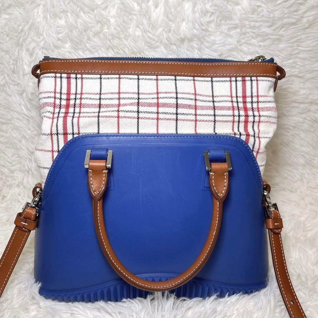 [Used] Maison Margiela 5AC Mini Handbag Blue Canvas & Rubber 2Way Shoulder Bag