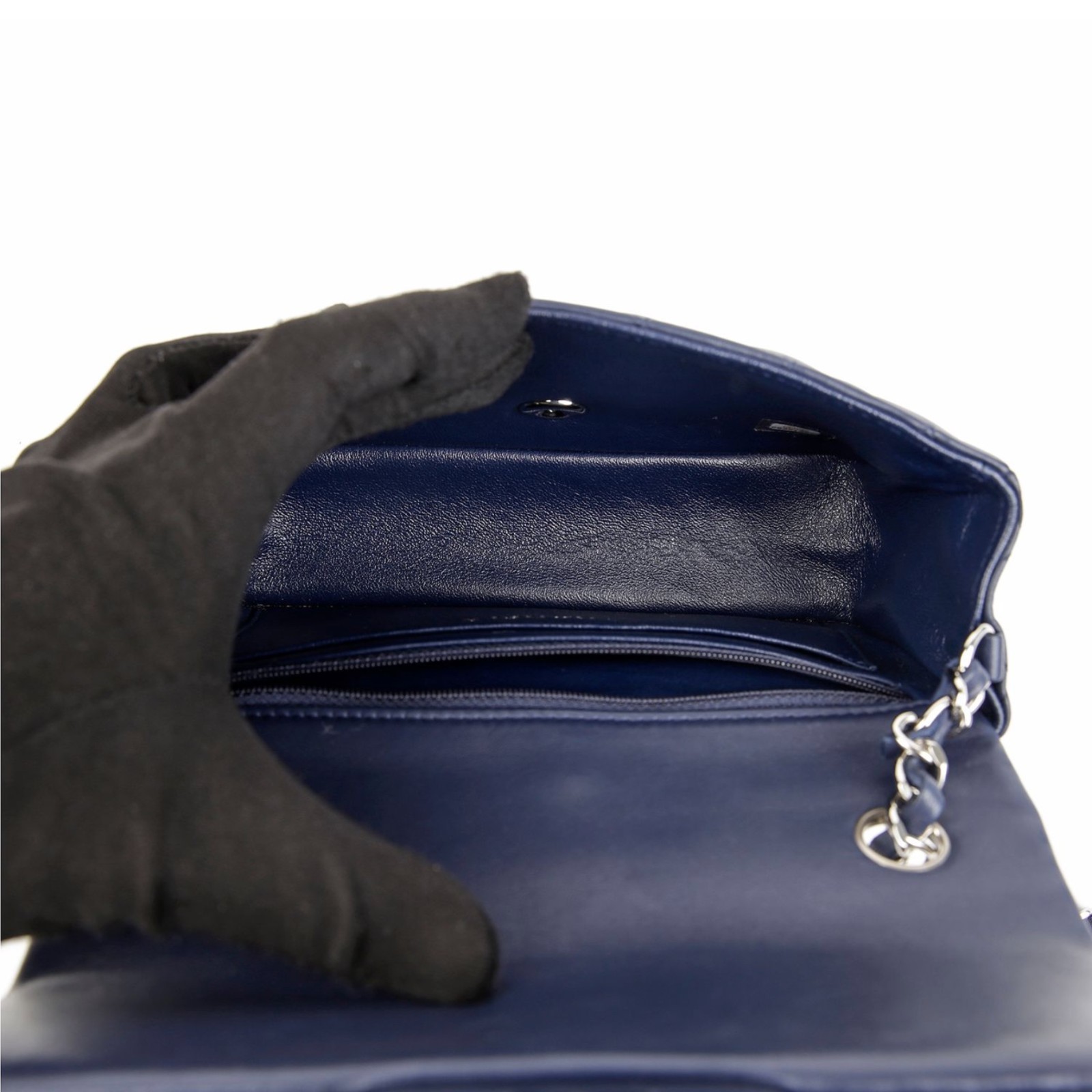 CHANEL Classic New Mini Flap Bag Dark Navy Lambskin SHW 2-Way Auth