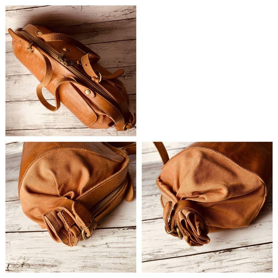 IL BISONTE Candy Shoulder Bag Leather Nume Tan Large Capacity Vintage Style