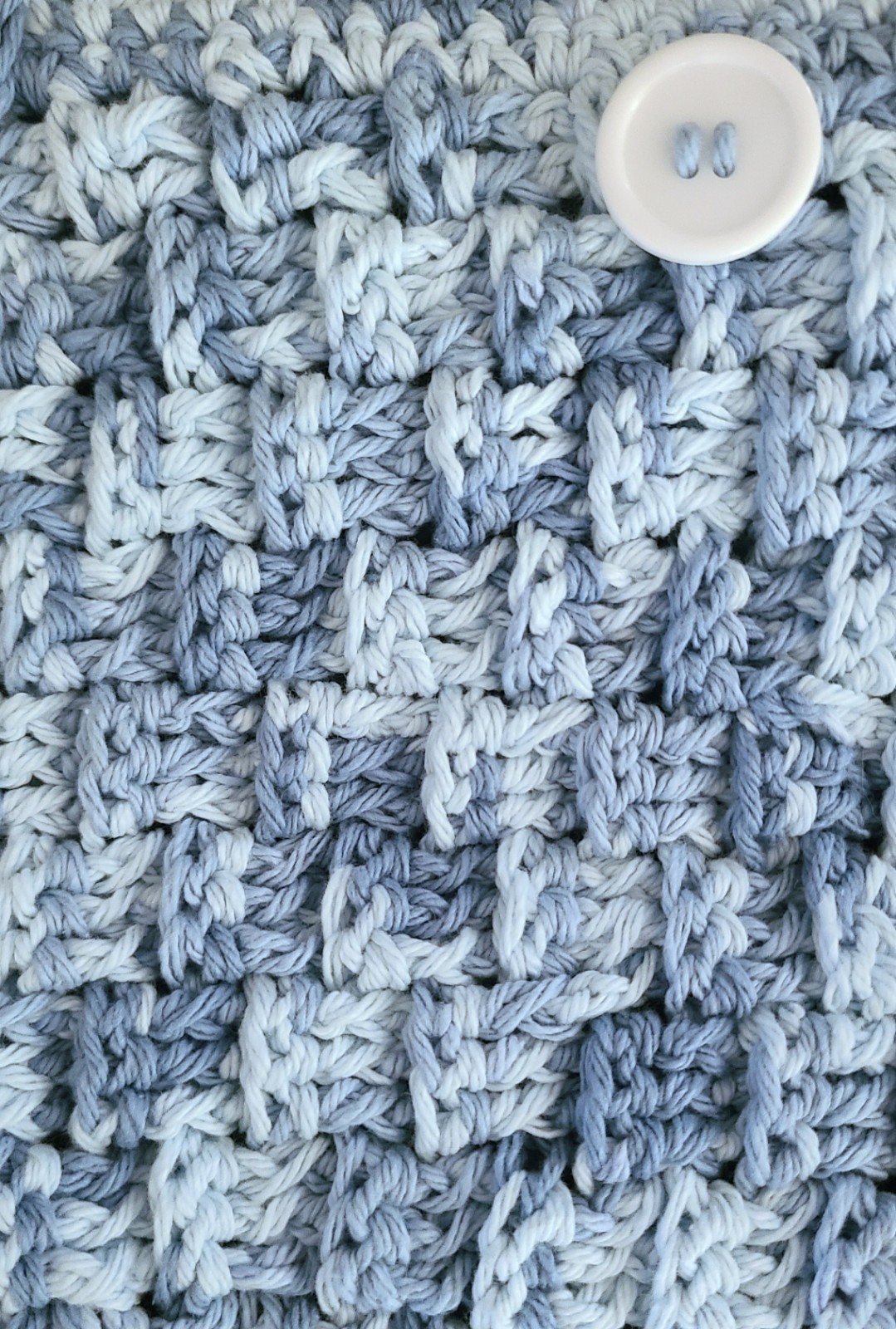 Basket Weave Crochet Handbag Blues Cotton Handmade