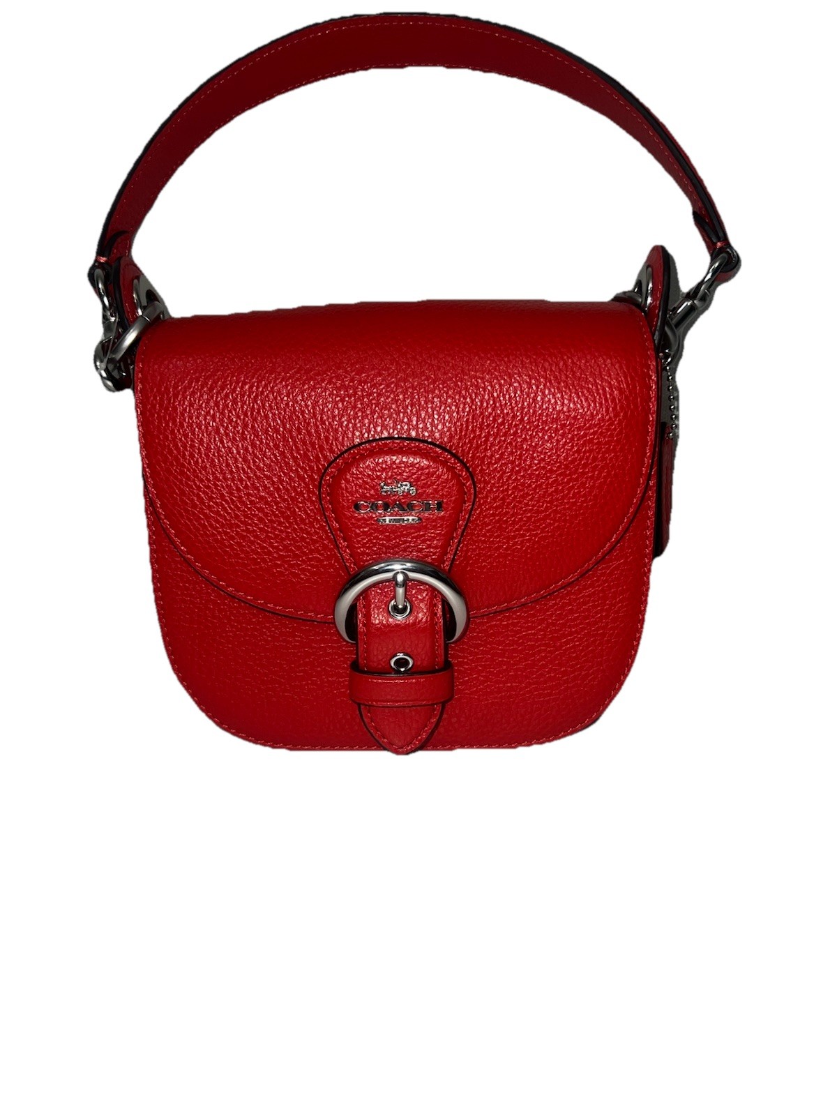 COACH Kleo Pebble Leather Shoulder Bag in Bright Poppy Red C5685