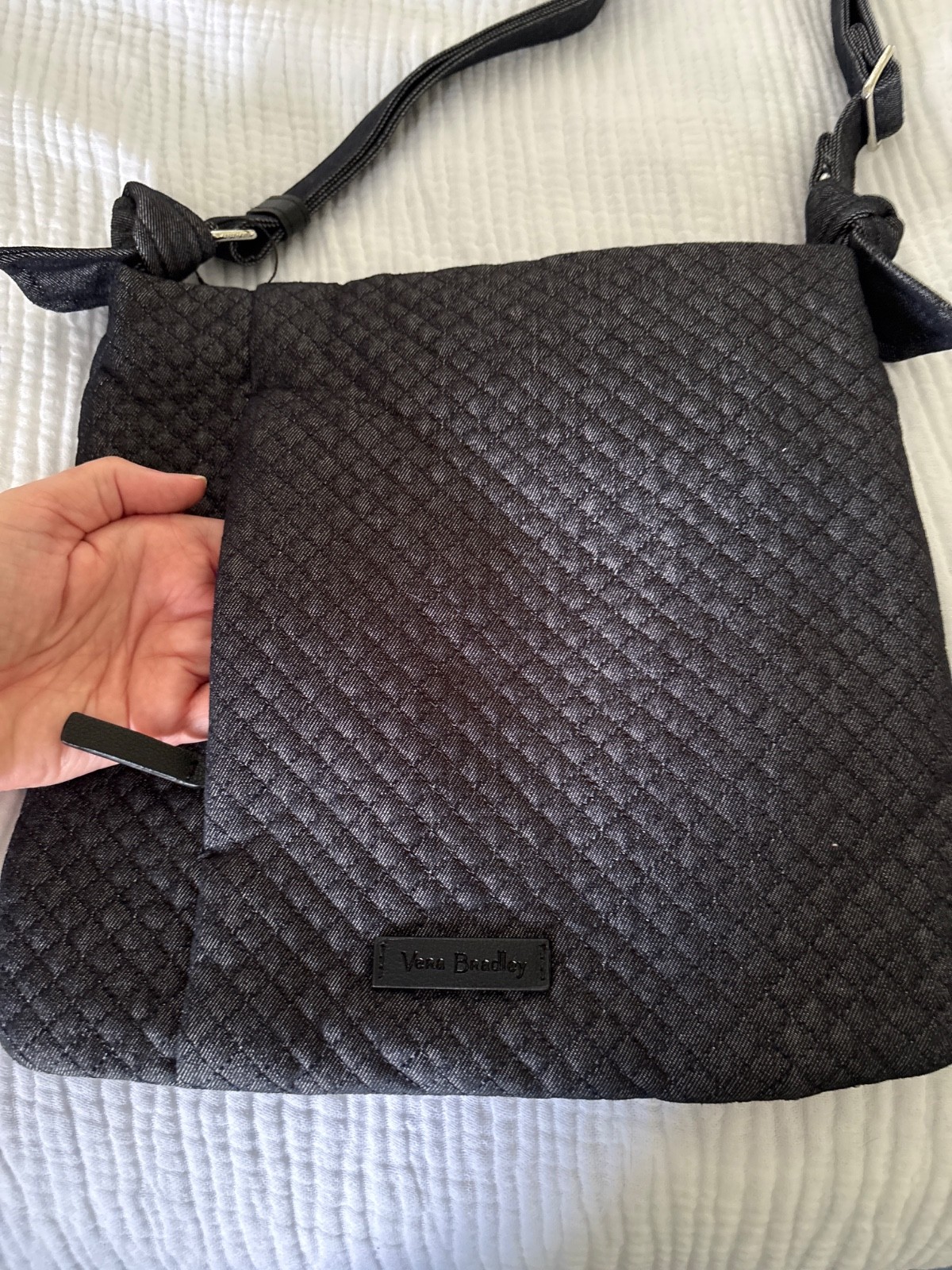 Vera Bradley, hipster and dark gray quilted microfiber, cotton blend, NWOT