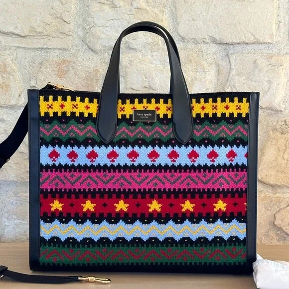 Kate Spade Manhattan Carnival Fair Isle Large Tote Handbag