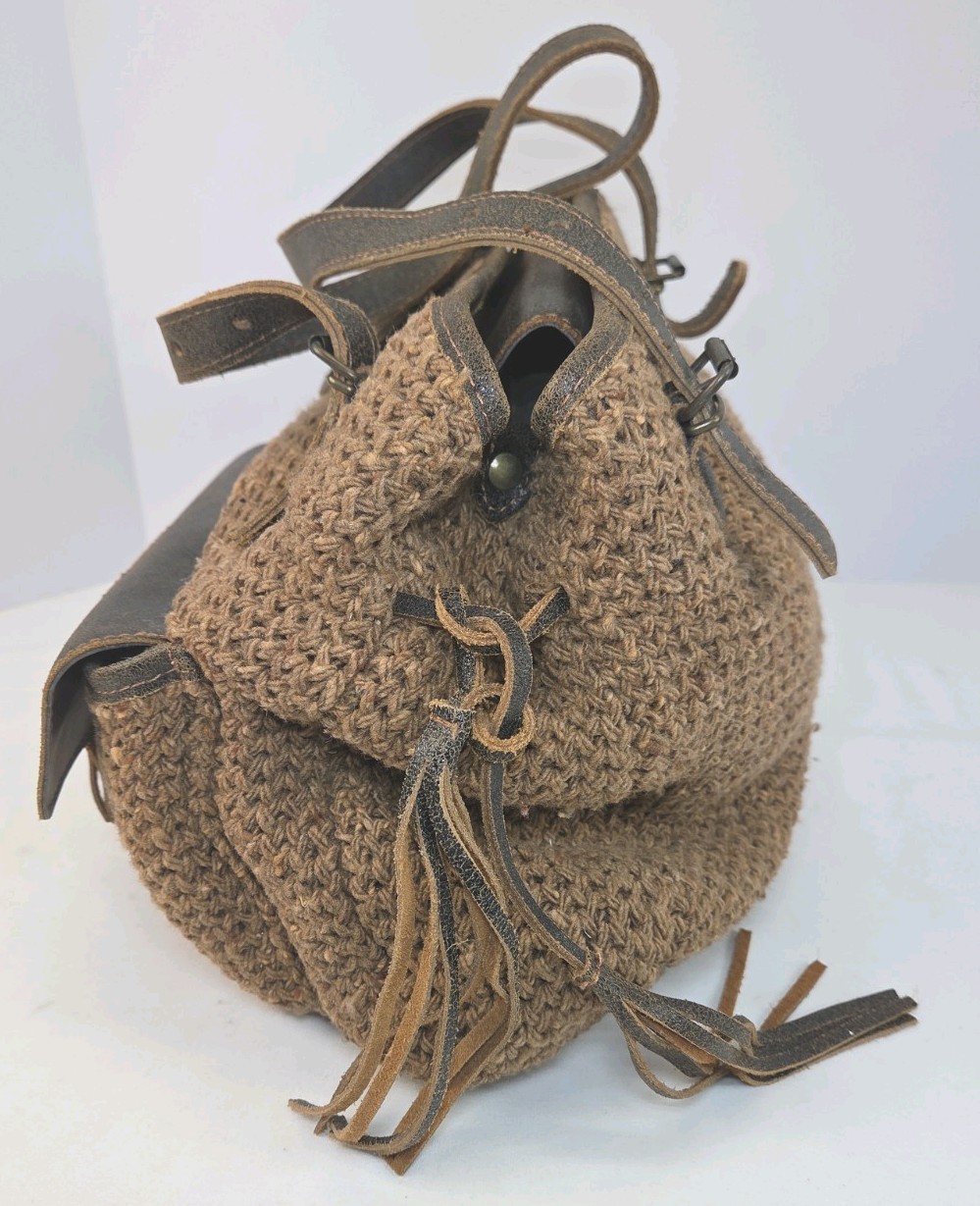 Bonfanti Italian Made 100% Wool & Leather Women’s Tote Purse Shoulder Bag New