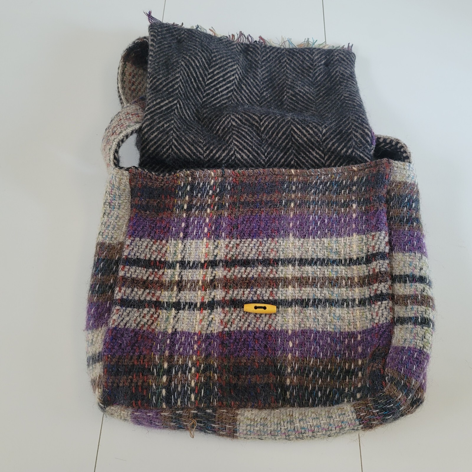 Blarney Wool Shoulder Bag with Wood Toggle Button Close Ireland