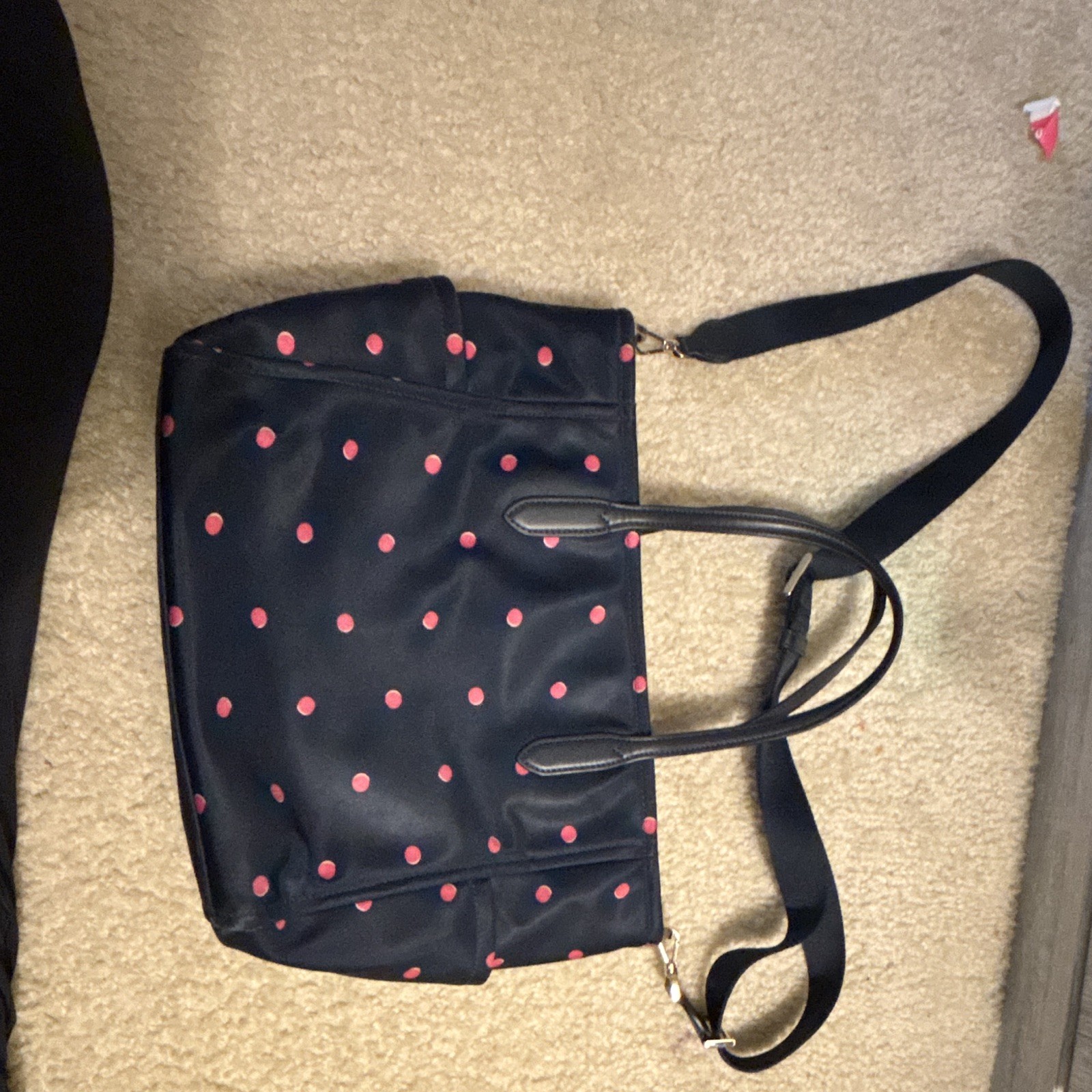 Kate Spade Navy with Pink Polka Dot Nylon bag.