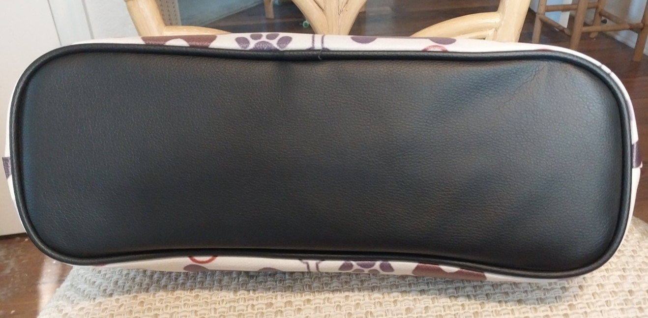 Woof and Bone Paw Print Tote Bag, Adorable for all Doggie Lovers, Cream and Tan