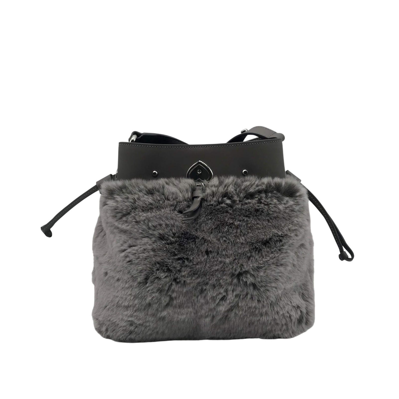Kate Spade Gray Leather And Fur Marti Crossbody Bag