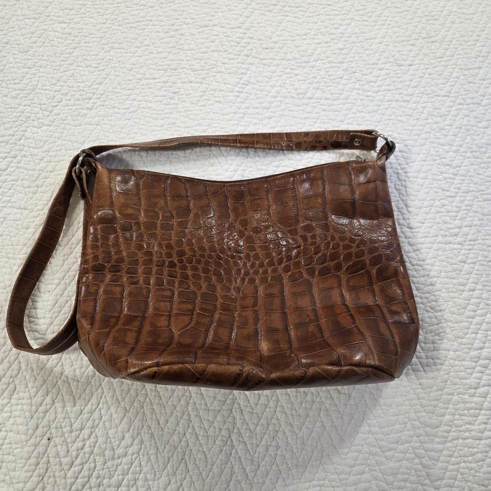Maurizio Taiuti Genuine Leather Croc Shoulder Bag Made Italy