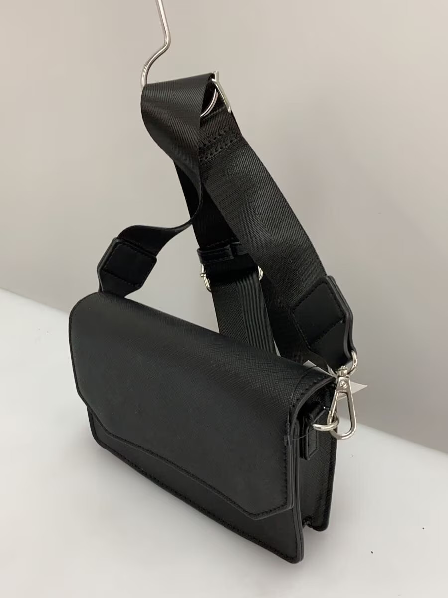 TAKEO KIKUCHI Shoulder Bag Leather Black Solid Color