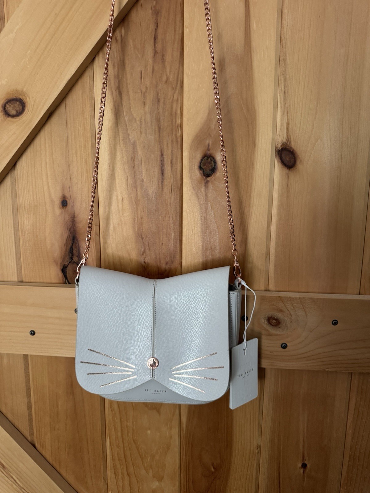 NWT Ted Baker London Feline Cat Leather Crossbody, White